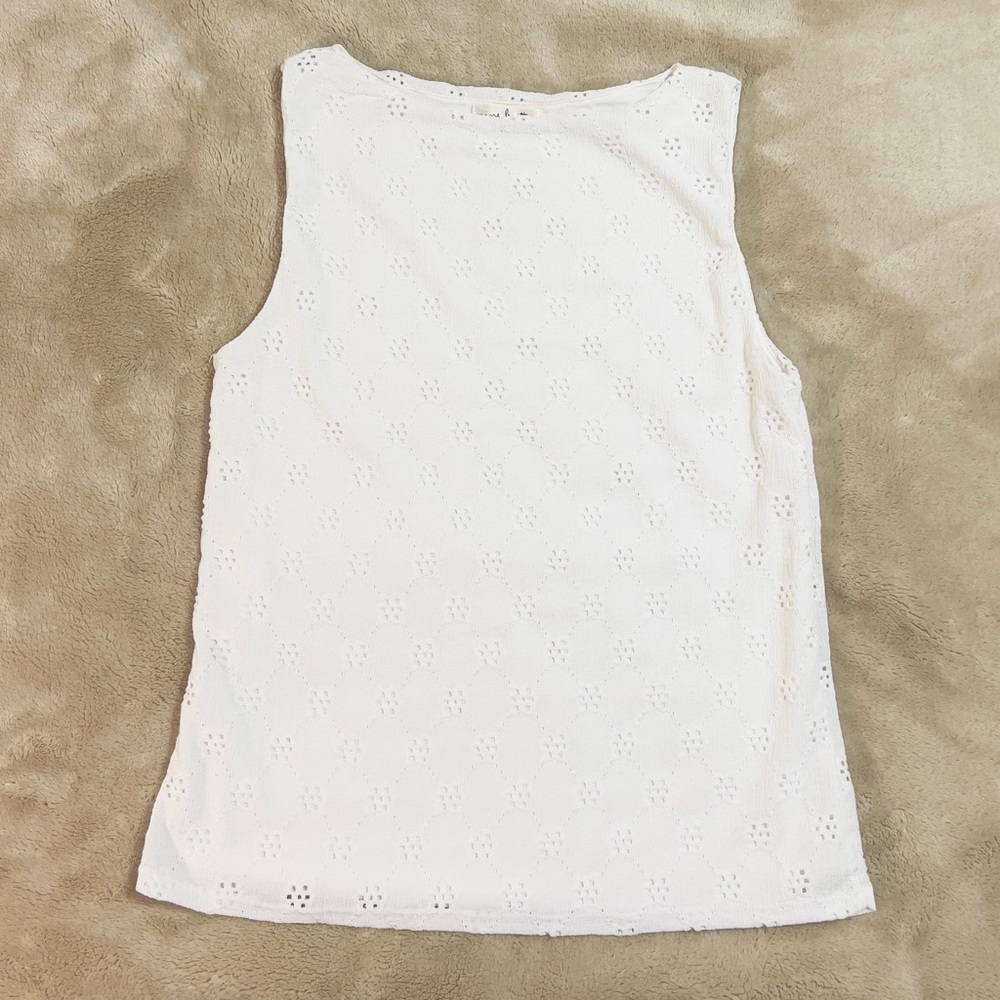 Nine Britton White Eyelet Tank Top